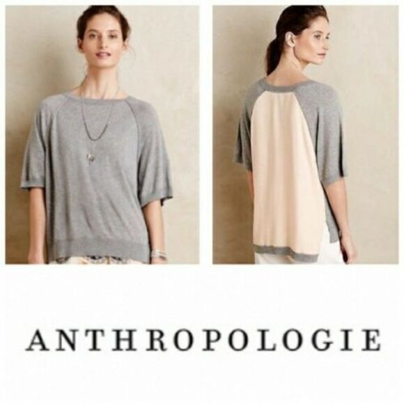 Oversized gray and pink Anthropologie tee - Picture 1 of 3